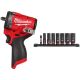 Milwaukee M12 FUEL 12V Li-Ion Brushless Cordless Stubby 3/8 in. Impact Wrench w/SHOCKWAVE 3/8 in. Metric Socket Set (8-Pc)