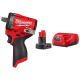 Milwaukee M12 FUEL 12V Li-Ion Brushless Cordless Stubby 1/2 in. Impact Wrench with M12 XC 4.0 Ah Battery and Charger Starter Kit
