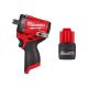 Milwaukee M12 FUEL 12V Lithium-Ion Brushless Cordless Stubby 1/2 in. Impact Wrench with Pin Detent and High Output 2.5 Ah Battery