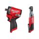 Milwaukee M12 FUEL 12V Lithium-Ion Brushless Cordless Stubby 1/2 in. Impact Wrench with Pin Detent with M12 FUEL 3/8 in. Ratchet