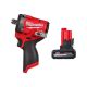 Milwaukee M12 FUEL 12V Li-Ion Brushless Cordless Stubby 1/2in. Impact Wrench with Pin Detent with M12 XC High Output 5.0Ah Battery