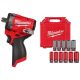 Milwaukee M12 FUEL 12V Li-Ion Brushless Cordless Stubby 1/2in. Impact Wrench w Pin Detent w SAE & Metric Lug Nut Impact Socket Set