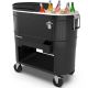 PERMASTEEL 120- QT Outdoor Portable Patio Cooler Ice Chest with 2 Drink Dividers, Wheels, and Heavy-Duty Handles, Black