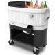 PERMASTEEL 120- QT Outdoor Portable Patio Cooler Ice Chest with 2 Drink Dividers, Wheels, and Heavy-Duty Handles, White