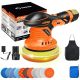 Saker Mini Cordless Buffer Polisher - 6 in. Portable Polishing Machine Kit for Car Detailing(Orange, 1 Battery)