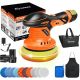 Saker Cordless Buffer Polisher, 6 in. Fast Charging Portable Car Polishing Kit(Orange, 2 Batteries with Organizer)