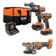 RIDGID 18V Brushless Cordless 2-Tool Combo Kit w/ (2) Batteries, Charger, Bag & 18V Brushless Angle Grinder