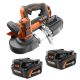 RIDGID 18V 6.0 Ah MAX Output Lithium-Ion Batteries (2-Pack) with 18V Cordless Compact Band Saw
