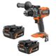 RIDGID 18V 6.0 Ah MAX Output Lithium-Ion Batteries (2-Pack) with 18V Brushless Cordless High Torque Hammer Drill