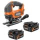 RIDGID 18V 6.0 Ah MAX Output Lithium-Ion Batteries (2-Pack) with 18V Brushless Cordless Jig Saw
