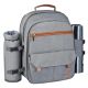 Oyezvary 32 Liters Insulated Picnic Backpack with Cooler, 2-Person, Wine Pouch, Blanket, Cutlery Set Soft-Side Cooler, Gray