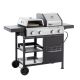Unbranded Stainless Steel Portable Propane Grill in Black and Silver, Gas Grill and Griddle Combo with Cover for Cooking, Camping