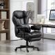 HOMCOM 396lbs. Faux Leather Big and Tall Massage Office Chair with Footrest, Black
