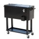 Unbranded 80 qt. Black Rolling Cooling Bins Ice Chest on Wheels Outdoor Stand Up Drink Cooler Cart for Party
