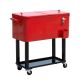 Unbranded 80 qt. Red Rolling Cooling Bins Ice Chest on Wheels Outdoor Stand Up Drink Cooler Cart for Party
