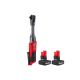 Milwaukee M12 FUEL 12V 3/8 in. Lithium-Ion Brushless Extended Reach Cordless Ratchet with M12 XC High Output 5 Ah Battery (2-Pack)