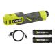 RYOBI USB Lithium Cordless High Pressure Inflator Kit w/ 2.0 Ah Battery, Charging Cable & Extra USB Lithium 3.0 Ah Battery