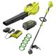 RYOBI 40V Cordless Attachment Capable String Trimmer, 550 CFM 120 MPH Blower &. 080 Pre-Cut Line w/ 4.0 Ah Battery & Charger