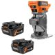 RIDGID 18V (2) 6.0 Ah MAX Output Batteries with 18V Brushless Cordless Compact Router