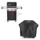 Spirit EP-325 3-Burner Liquid Propane Gas Grill in Black with Sear Zone, Weber Works Compatibility, and Grill Cover