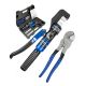 Ahfiwaso 12 in. Hydraulic Crimping and Cable Cutter Tool Kit with 8 Ton Crimping Range 12 AWG to 00 AWG and 9 Hex Dies, Blue