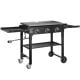 VIVOHOME Portable 3-Burner 45,000 BTU Flat Top Propane Gas Grill in Black with Foldable Legs