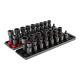 TEKTON 3/8 in. Drive 6-Point Universal Joint Impact Socket Set with Rails and Trays, 34-Piece (1/4-1 in. , 6-24 mm)