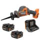 RIDGID 18V Max Output (2) 4.0Ah Battery and Charger with FREE 18V Subcompact Brushless One-Handed Recip Saw
