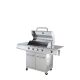 Wildaven 4-Burner Portable Propane Gas Grill in Stainless Steel with Build Thermometer and Side Burner, Visible Glass Lid