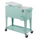 Phewnyzo 80 qt. 13.19in. x 30.51 in. x 33.07 in. Green Rolling Ice Chest Portable Patio Cooler Cart with Shelf with Bottle Opener