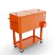Phewnyzo 13.19 in. x 30.51 in. x 33.07 in. 80 qt. Orange Rolling Ice Chest Portable Patio Cooler Cart with Shelf Bottle Opener