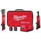 Milwaukee M12 FUEL 12V Lithium-Ion Brushless Cordless 3/8 in Right Angle Impact Wrench Kit w Two 2.0 Ah Batteries & 3/8 in Ratchet