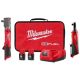 Milwaukee M12 FUEL 12V Lithium-Ion Brushless Cordless 1/2 in Right Angle Impact Wrench Kit w Two 2.0 Ah Batteries & 3/8 in Ratchet