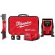 Milwaukee M12 FUEL 12V Lithium-Ion Brushless Cordless 1/2 in. Right Angle Impact Wrench Kit with Two 2.0 Ah Batteries & Inflator