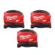 Milwaukee 25 ft. Compact Auto Lock Tape Measure with Fractional Scale (3-Pack)