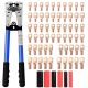 phyfalip 5.3 in. Cable Lug Crimping Tool Kit for AWG 8-1/0 Electrical Lug Crimper with 60-Piece Wire Lugs and Heat Shrink Tubing