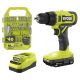 RYOBI ONE+ 18V Cordless 1/2 in. Drill/Driver Kit with 1.5 Ah Battery, Charger, and Drill and Impact Drive Kit (40-Piece)