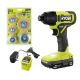 RYOBI ONE+ 18V Cordless 1/4 in. Impact Driver Kit with 1.5 Ah Battery, Charger, and Wire Wheel Assortment Set (6-Piece)