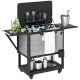 Outsunny 104 qt. Large Capacity Patio Cooler Cart, Ice Chest with Bottle Opener and Shelves, Outdoor Beverage Bar Cart in Gray