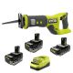 RYOBI ONE+ 18V HIGH PERFORMANCE Kit w/ (2) 4.0 Ah Batteries, 2.0 Ah Battery, Charger, & ONE+ 18V Reciprocating Saw