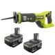 RYOBI ONE+ 18V Lithium-Ion 4.0 Ah Battery (2-Pack) with FREE 18V ONE+ Cordless Reciprocating Saw