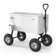 Karl home 80 qt. White Outdoor Food and Beverage Wagon Rolling Cooler Ice Chest With Handle And 10 in. Wheels