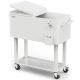 Karl home 80 qt. White Patio Rolling Ice Chest Cooler Cart With Bar Drink Cooler Beverage Cart With Shelf For Party