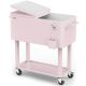 Karl home 80 qt. Pink Patio Rolling Ice Chest Cooler Cart With Bar Drink Cooler Beverage Cart With Shelf For Party