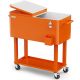 Karl home 80 qt. Orange Patio Rolling Ice Chest Cooler Cart With Bar Drink Cooler Beverage Cart With Shelf For Party
