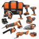 RIDGID 18V Cordless 10-Tool Combo Kit with (1)2 Ah Battery, (1)4 Ah Battery, Charger, and (2) Tool Bags
