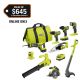 RYOBI ONE+ 18V Cordless 9-Tool Combo Kit with 1.5 Ah Battery, 4.0 Ah Battery, Charger, and Tool Bag