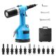 SKYSHALO Air Riveter, MAX XR 3/8-5/16 in. Straight Nail Angle, Pneumatic Air Riveter, 20.2KN Pulling Force Pop Rivet Gun Tool Kit