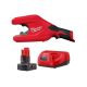Milwaukee M12 12 Volt Lithium Ion Cordless 1 1/4 in. 2 in. Copper Tubing Cutter with M12 4.0 Ah Battery and Charger