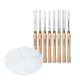 POWERTEC 8 PCS Wood Lathe Chisel Set w/ 10 in. Center Finder Compass, HSS Steel Blades Wood Lathe Tools for Woodworking, Wood Art